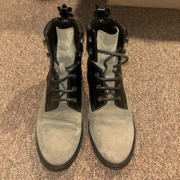 Green suede combat boots - Picture 6 of 13